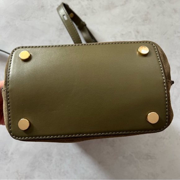 NWT Michael Kors Hamilton Legacy Medium Olive Green Suede Messenger Bag - Picture 10 of 13